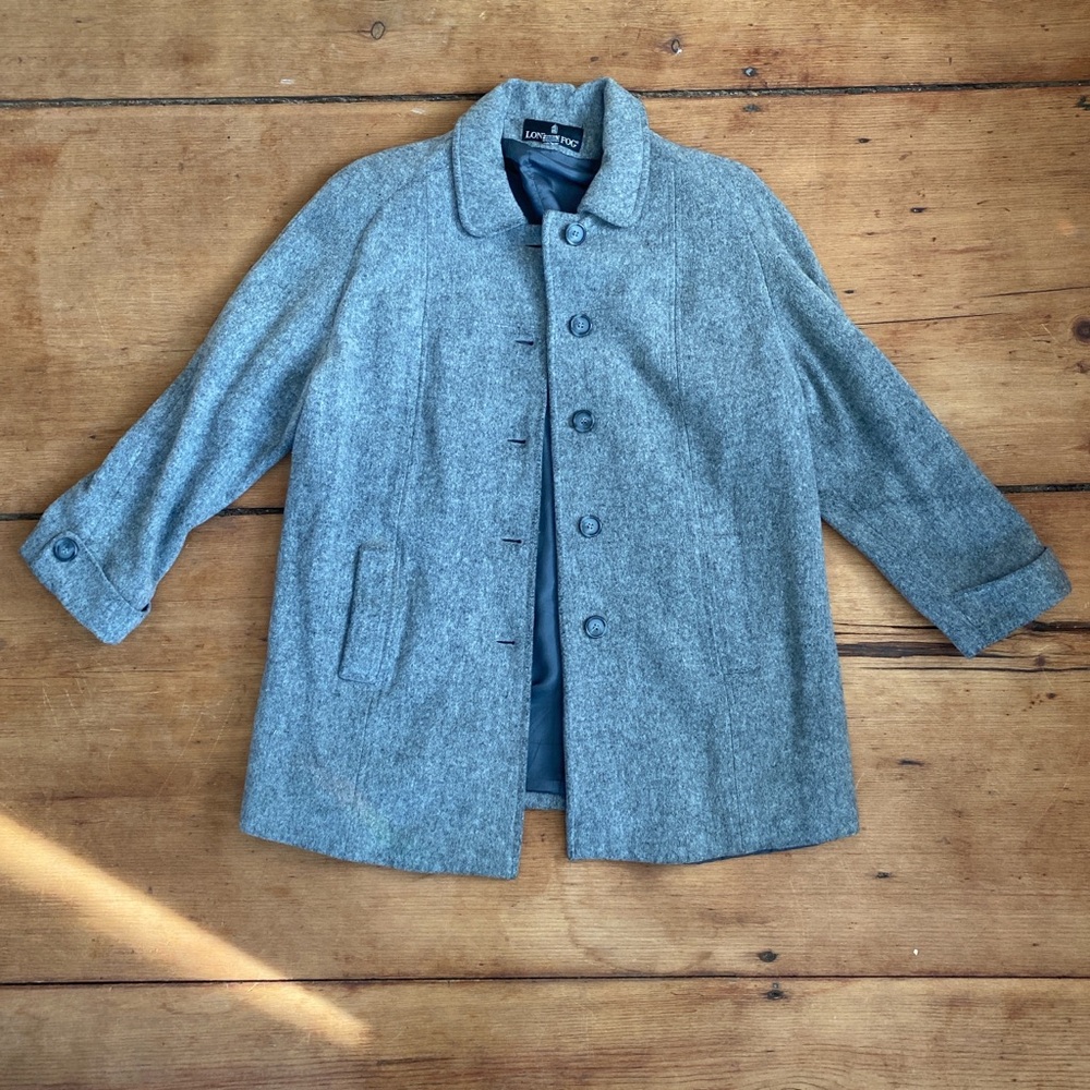 London Fog grey wool‎ mid length trench coat